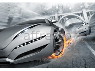 Фреска Транспорт, фантастические гоночные машины | арт. ID13306 - фото (1)