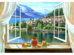 Фреска Вид из окна на городок, арт. 6371 - фото (1)
