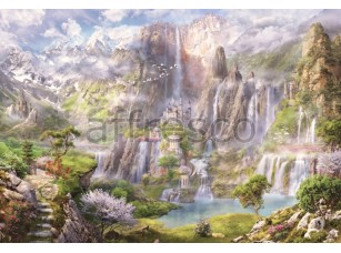 Фреска Фантастический замок с водопадом, арт. 6494