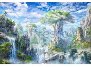 Фреска Фантастические деревья в горах, арт. 6502 - фото (1)
