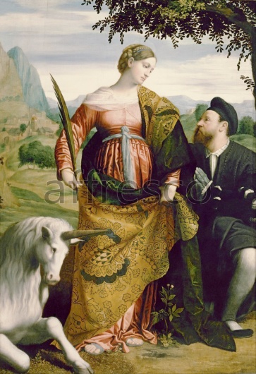 Картина: Моретто да Брешиа, Святая Юстина с единорогом - фото (1)