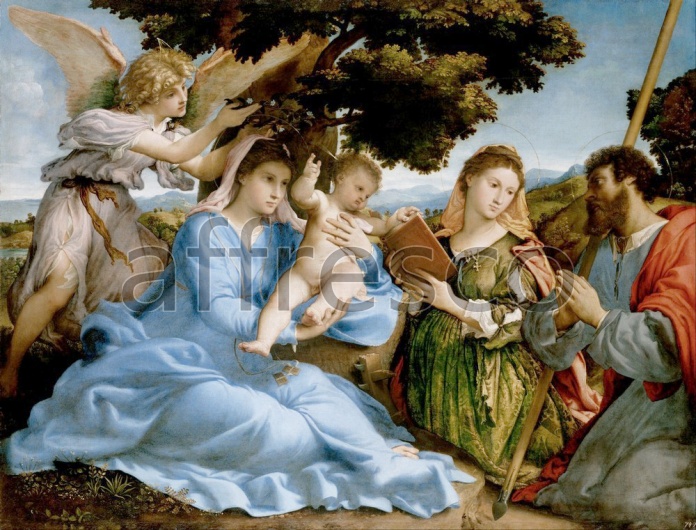 Картина: Лоренцо Лотто, Мадонна с младенцем и святыми Екатериной и Томасом - фото (1)
