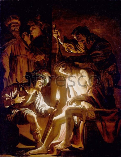 Картина: Геррит ван Хонтхорст, Осмеяние Христа - фото (1)