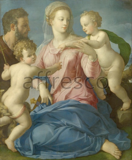 Картина: Аньоло Бронзино, Святое семейство с младенцем Иоанном Крестителем - фото (1)
