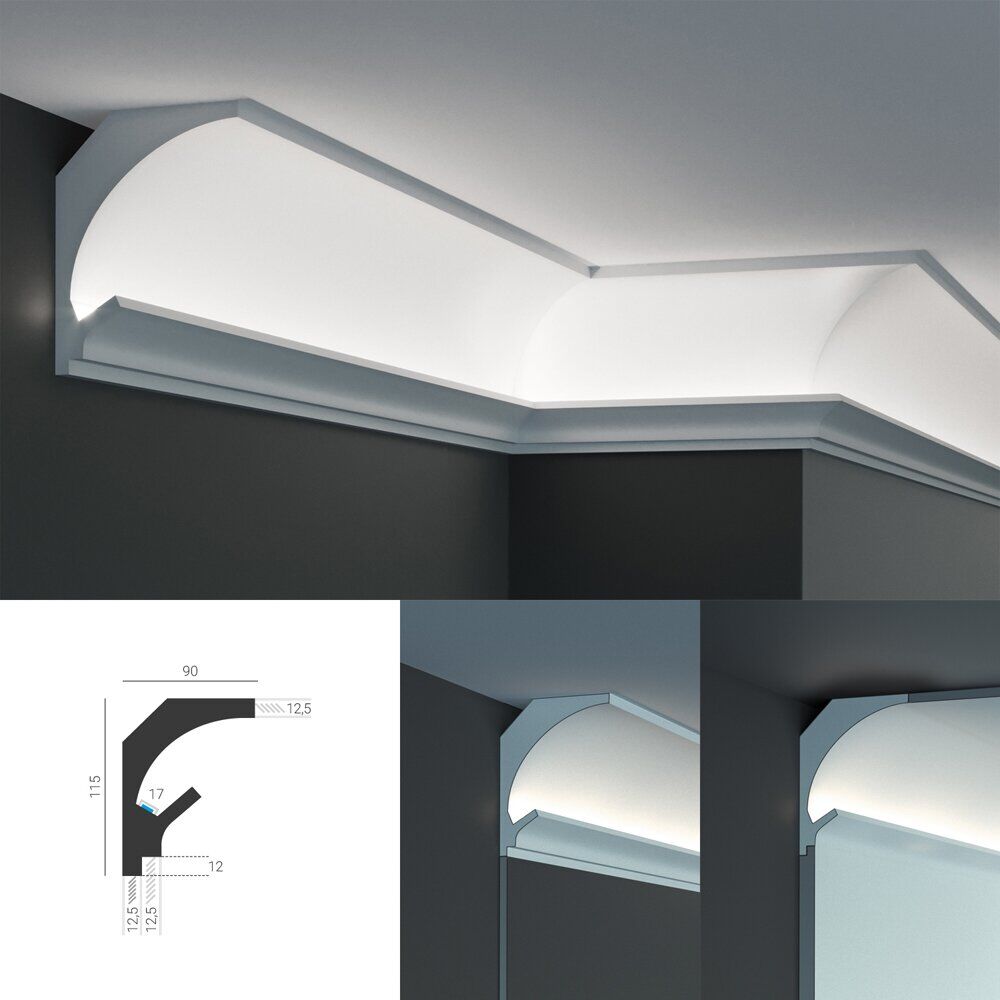 Угловой встраиваемый потолочный карниз Tesori KD 204 для установки подсветки потолка - фото (1)