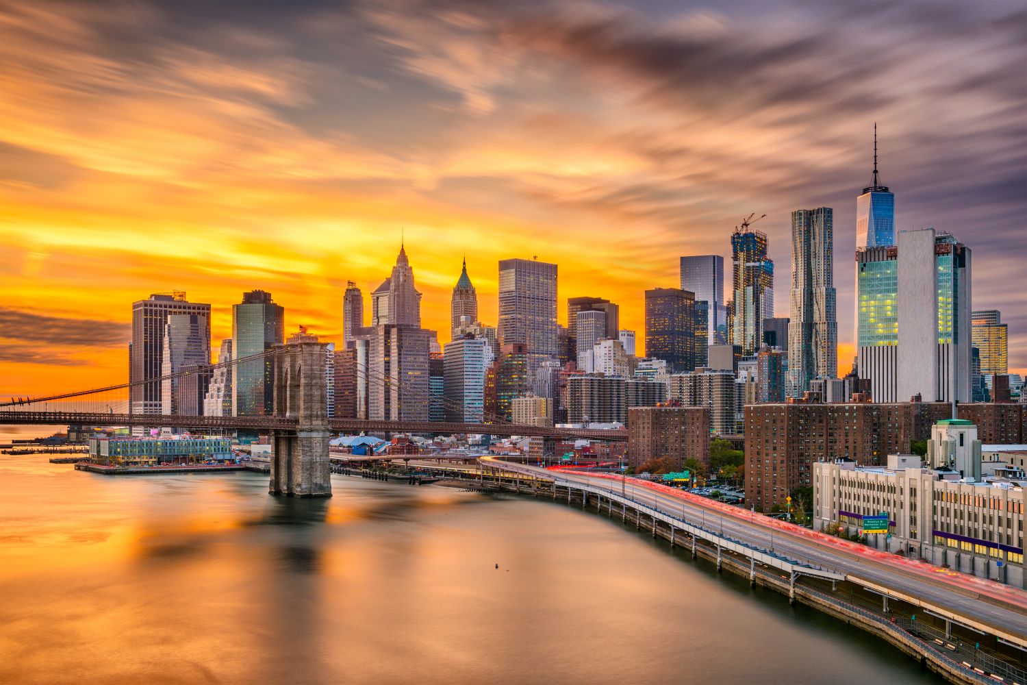 Фреска «Нью-Йорк и темно-оранжевый закат» - фото (1)