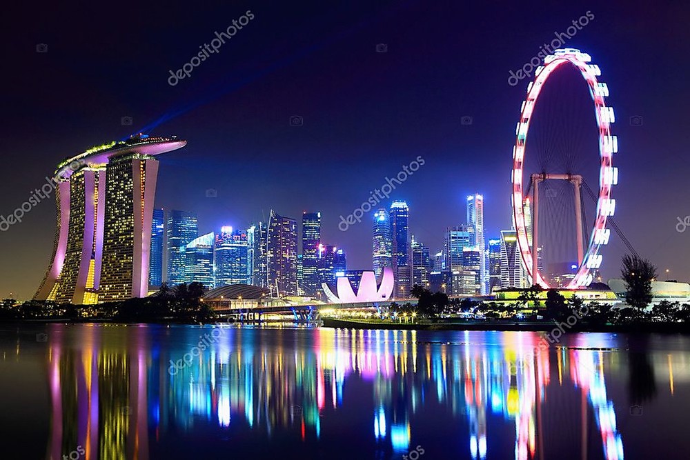 Фотообои «Горизонт города Сингапура ночью» - фото (1)