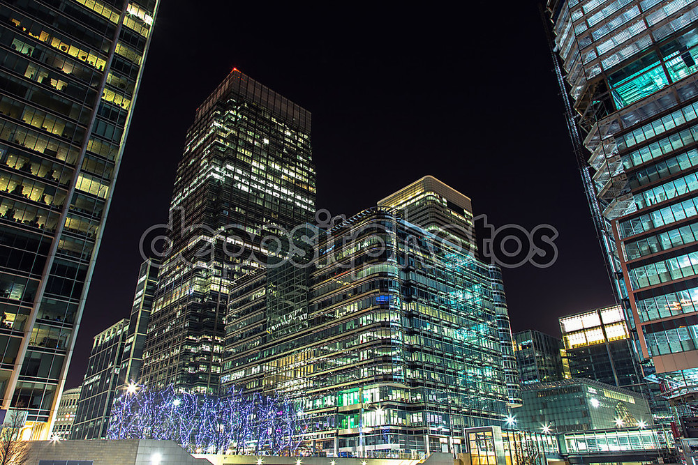 Фотообои «Небоскребы Canary Wharf ночью, Лондон, Великобритания» - фото (1)