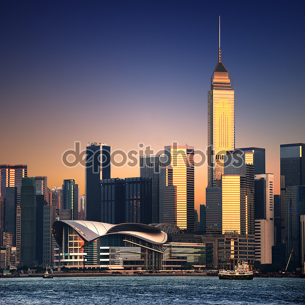 Фотообои «Красивые HongKong городской пейзаж на закате» - фото (1)
