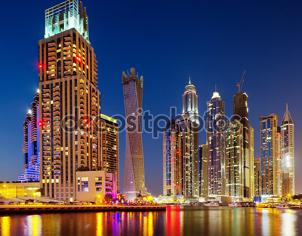 Фотообои «Дубай Марина, Дубай, ОАЭ в сумерках» - фото (1)