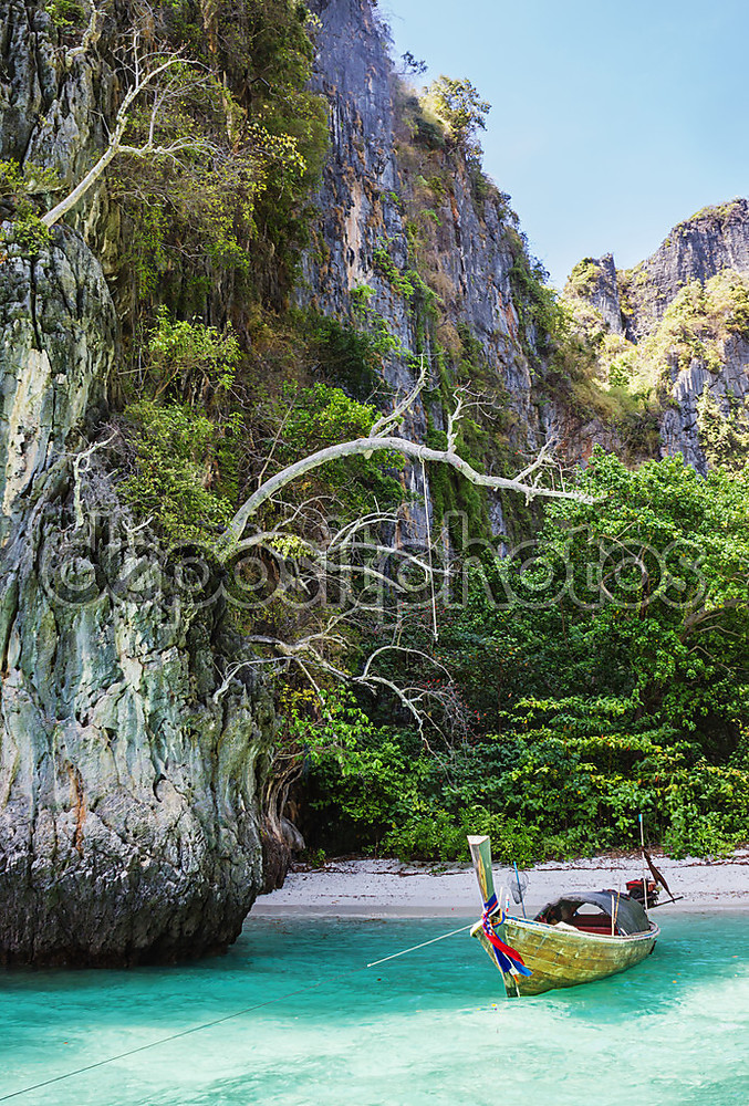 Фотообои «Traditional longtail boats in the famous Maya bay of Phi-phi Leh» - фото (1)