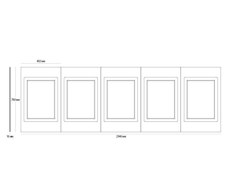 Декоративная стеновая панель с 5-тью филенками, арт. UW 510 А (760 х 2346 х 16мм.) - фото (2)
