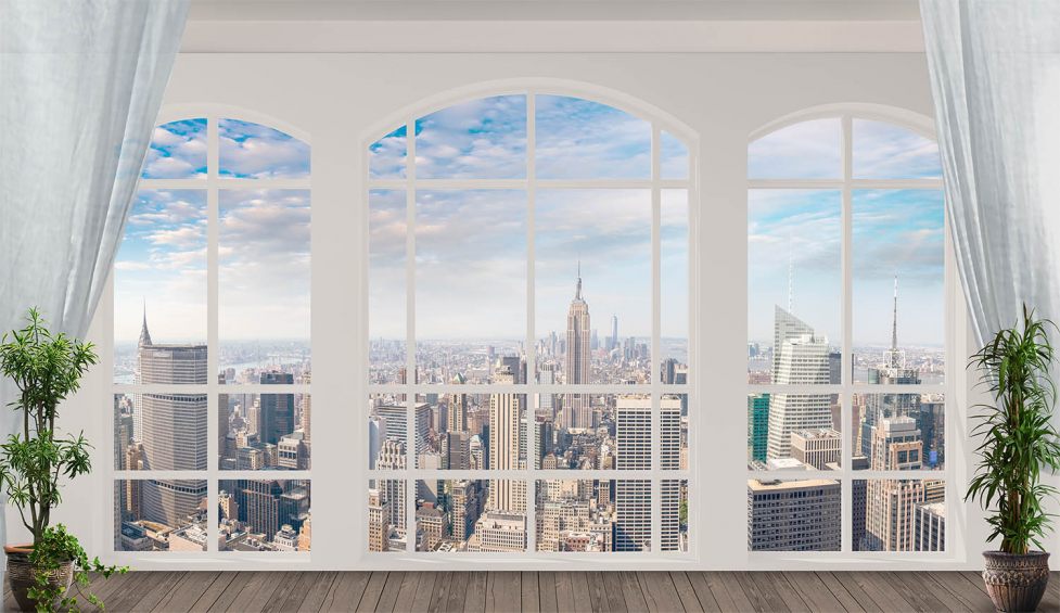 Фотообои Urban Панорамное арочное окно Нью-Йорк 18497 - фото (1)