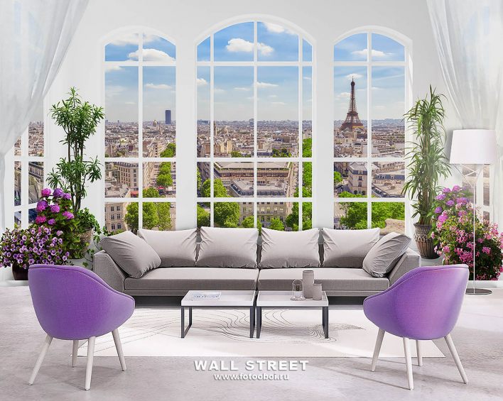 Фотообои Urban Панорамное арочное окно Paris 18499 - фото (2)