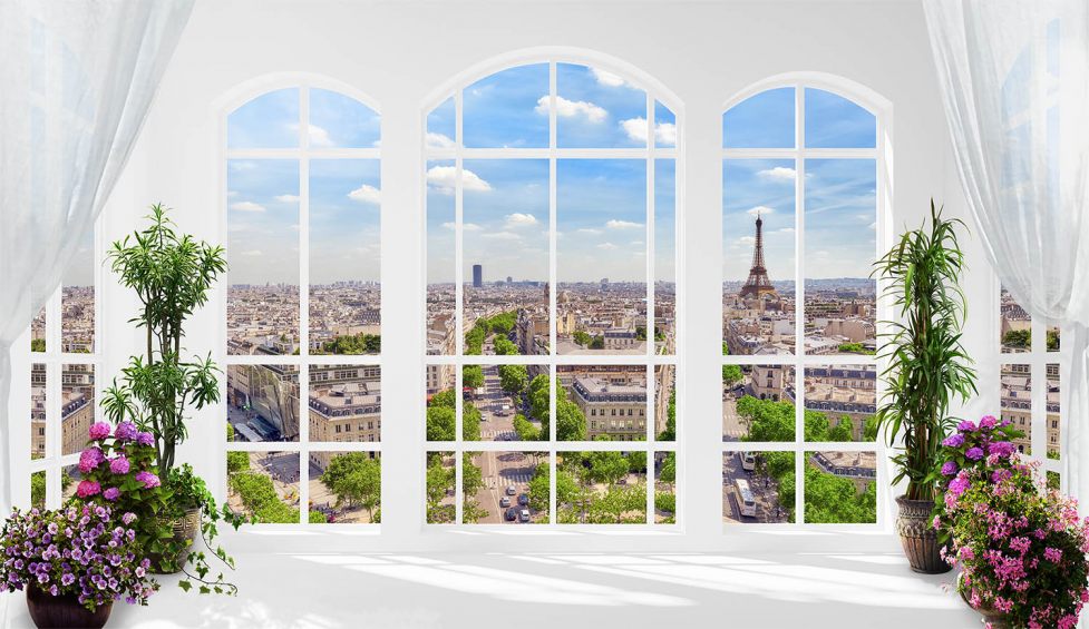 Фотообои Urban Панорамное арочное окно Paris 18499 - фото (1)