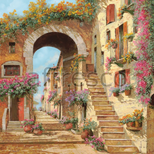 Фреска Лестница в цветах, арт. 6785 - фото (1)