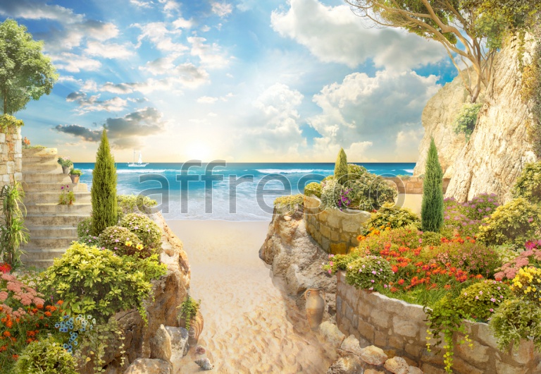 Берег моря, фреска для украшения интерьера  4941 - фото (1)